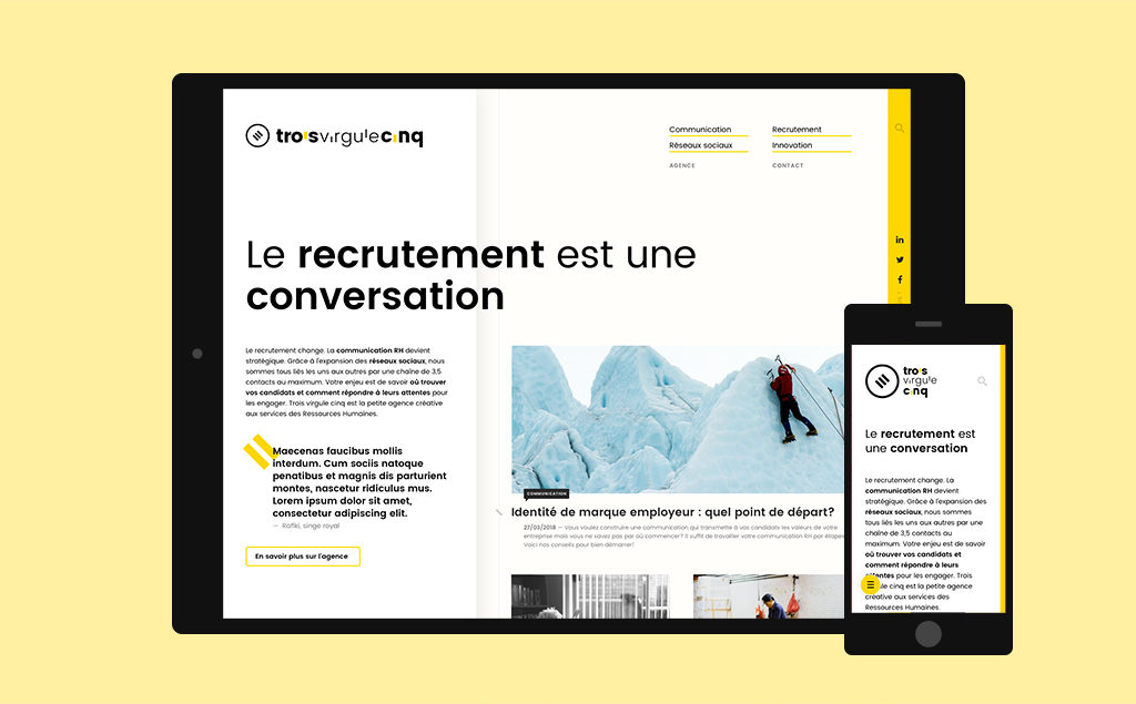 Site WordPress réalisé pour Trois Virgule Cinq